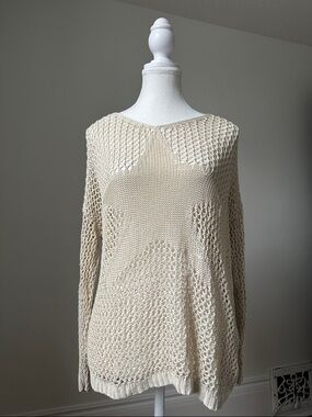 UNBRANDED Tan Star Open Knit Festival Summer Alt Long Sleeve‎ Size Large